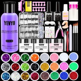 Acrylic Nail Kit, 24 Color Glitter Acrylic Powder Monomer Liquid Set