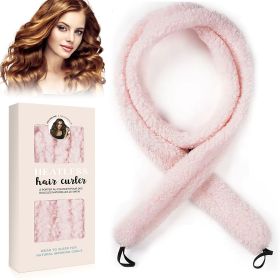Satin heatless hair curler, Lazy Natural Soft Wave DIY heatless curls for Sleep in Overnight, for All Hair Types - Pink