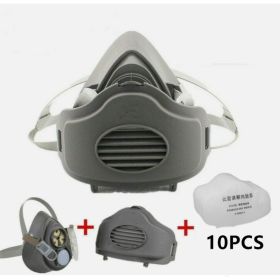 Half Face Gas Mask Cover PRO Respirator 3200 Dust Mask Safety 10 Filters For Sanding Woodworking (Option: 1pc)