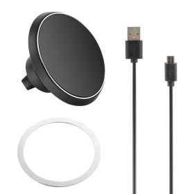 1Pc Magnetic  Qi Wireless Car Charger Car Phone Charger For IOS Phone XS MAX XR Galaxy S10 S9 Tablet GPS Device (Color: Black)