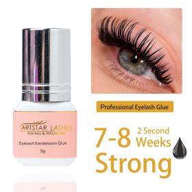 ARTSTAR 5ml Eyelash Glue Extensions 0.5S/1S/2S Fast Drying Lashes Extension Adhesive Low Smell Long Lasting Lash Glue (Color: 2s Dry Black)