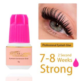 ARTSTAR 5ml Eyelash Glue Extensions 0.5S/1S/2S Fast Drying Lashes Extension Adhesive Low Smell Long Lasting Lash Glue (Color: Pink glue)