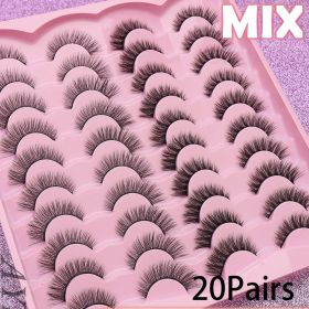 AYRMILLA 5/20Pairs 3D Mink Lashes Natural False Eyelashes Dramatic Thick Fake Eyelash Extension Faux Cils Wholesale Makeup Tools (Color: 20Pairs-K002)