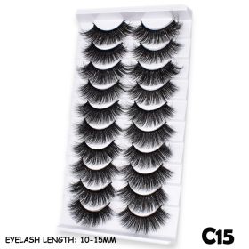 AYRMILLA 5/20Pairs 3D Mink Lashes Natural False Eyelashes Dramatic Thick Fake Eyelash Extension Faux Cils Wholesale Makeup Tools (Color: 10Pairs-C15)