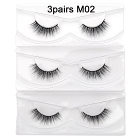 Visofree Mink Eyelashes 3D Mink Lashes Thick HandMade Full Strip Lashes Cruelty Free Mink Lashes False Eyelashes Makeup M56 (Color: 3pairs M02 no box)