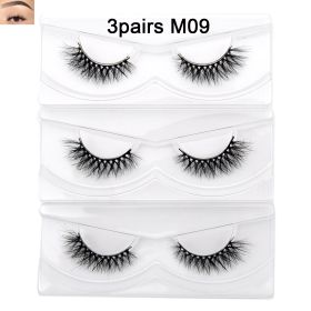 Visofree Mink Eyelashes 3D Mink Lashes Thick HandMade Full Strip Lashes Cruelty Free Mink Lashes False Eyelashes Makeup M56 (Color: 3pairs M09 no box)