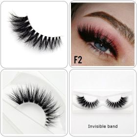 Visofree Mink Eyelashes 3D Mink Lashes Thick HandMade Full Strip Lashes Cruelty Free Mink Lashes False Eyelashes Makeup M56 (Color: F2(Acrylic))
