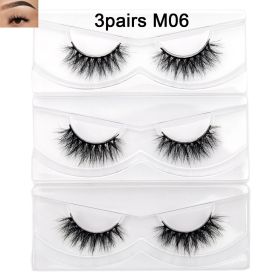 Visofree Mink Eyelashes 3D Mink Lashes Thick HandMade Full Strip Lashes Cruelty Free Mink Lashes False Eyelashes Makeup M56 (Color: 3pairs M06 no box)