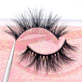 Visofree Mink Eyelashes 3D Mink Lashes Thick HandMade Full Strip Lashes Cruelty Free Mink Lashes False Eyelashes Makeup M56 (Color: E09(Acrylic))