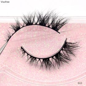 Visofree Mink Eyelashes 3D Mink Lashes Thick HandMade Full Strip Lashes Cruelty Free Mink Lashes False Eyelashes Makeup M56 (Color: G13(Soft Case))