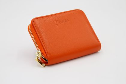 Secure My Clarisa - Leather Card Holder Wallet (Color: Orange)