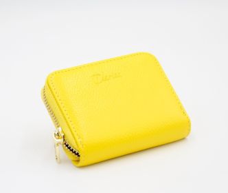 Secure My Clarisa - Leather Card Holder Wallet (Color: Yellow)