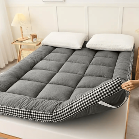 Mattress with checkered three-dimensional edges, 4 colors, Full size (Color: gray)