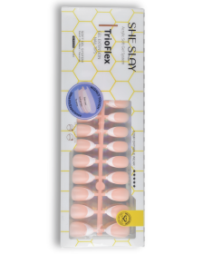 SheSlay Trio Flex Gel French Tip Nails | Pre-Colored Press-On Nail Extensions (Nail shape: Almond, Color: Blush)