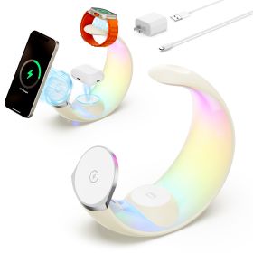 4-in-1 Crescent Magnetic Wireless Charger Stand For Multiple Devices NO Plug (Color: Yellow)