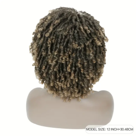 Short Hair Braided Non-toxic Wig African Curly Wig Synthetic Wig African Hair Braided Hook Braided Wig Dirty Braid Headgear (Option: 1Bor30-12inch)